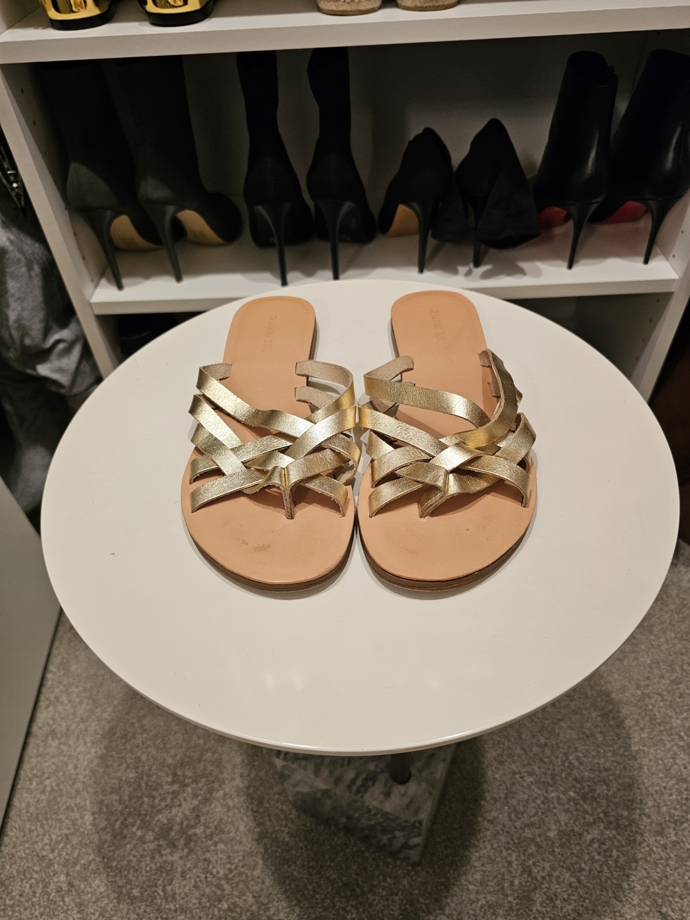 Gianni Bini Gold Braided Slide Sandals